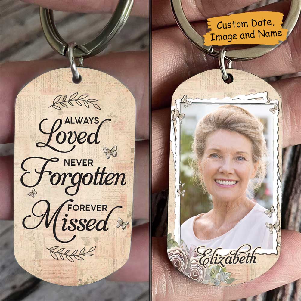 Always Loved, Never Forgotten, Forever Missed - Upload Image, Personalized Keychain